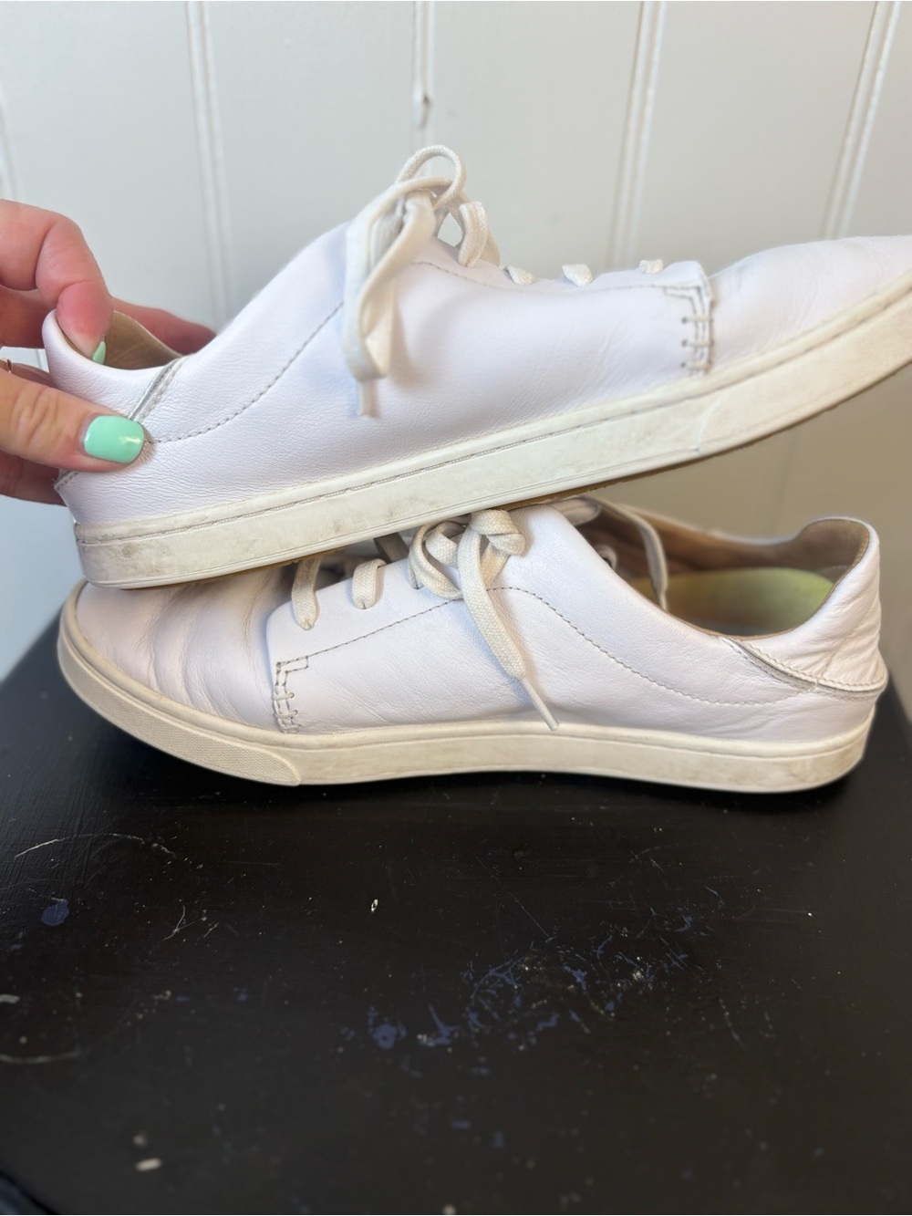 Olukai Pehuea Li Ili White Leather Sneakers Minimal Coastal Casual EU 39 W9 - Picture 8 of 11